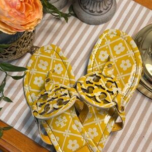 Tory Burch Yellow Floral Sandals